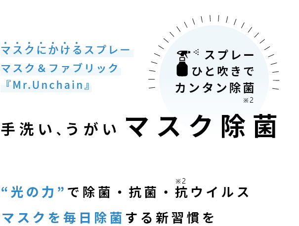 マスクにかけるスプレー マスク&ファブリック Mr.Unchain 手洗い、うがい マスク除菌